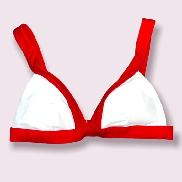 Hollister Bikini Top White Red Swimsuit Womens Size Medium - Picture 1 of 6